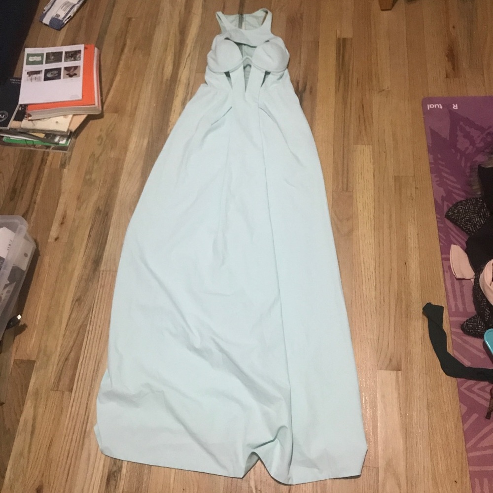 Willow full length ice mint colored Illusion dress